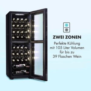 Klarstein-Bellevine-deux-39-Flex-Wein-Kühlschrank-zwei-Zonen